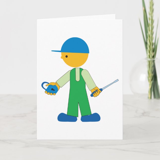 Locksmith Character with Key and Screwdriver Card (Front)