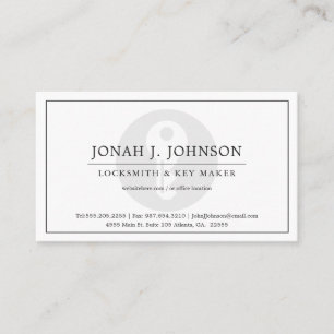Locksmith & Keymaker Minimal Key Symbol Business Card