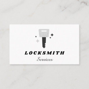 Locksmith Services Grey Key & Sparkle Classic Business Card