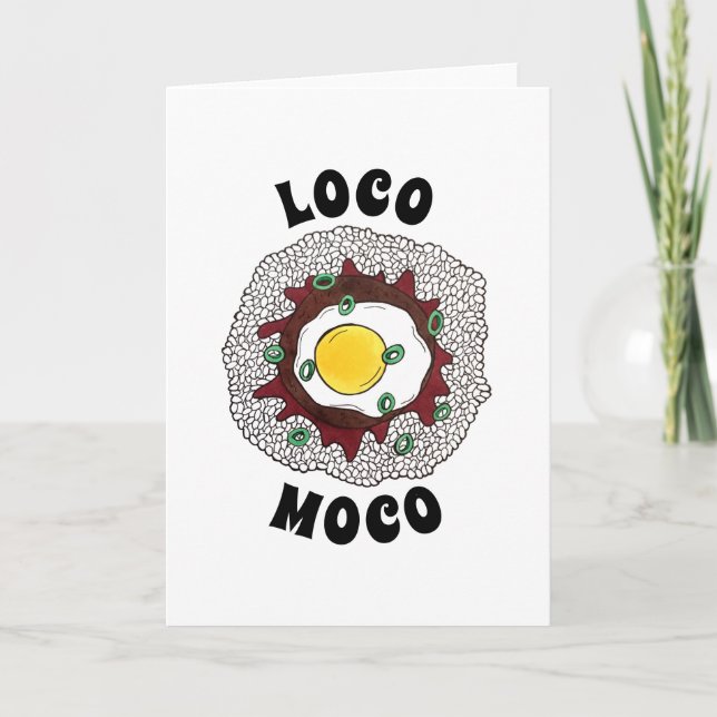Loco Moco Hawaiian Cuisine Food Rice Hamburger Egg Card (Front)