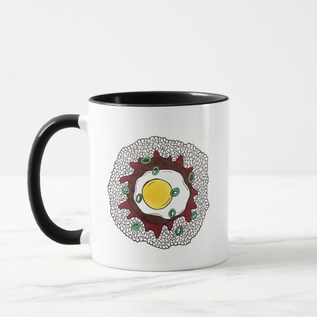 Loco Moco Hawaiian Cuisine Food Rice Hamburger Egg Mug (Left)