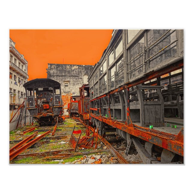 Locomotive and train wagons photo print (Front)