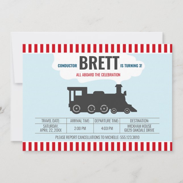 Locomotive Choo Choo Train Birthday Invitation (Front)