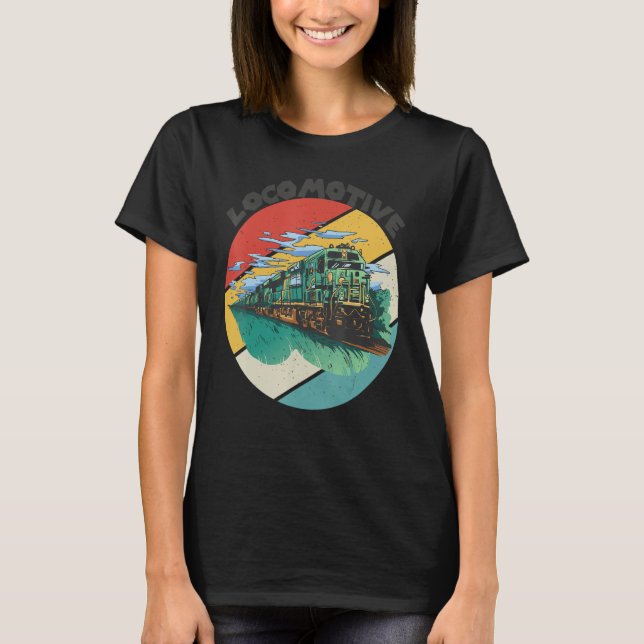 Locomotive Conductor Railroad Train Railway Rails T-Shirt (Front)