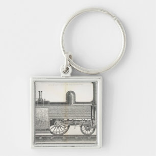 Locomotive Engine, engraved by J.W. Lowry Key Ring