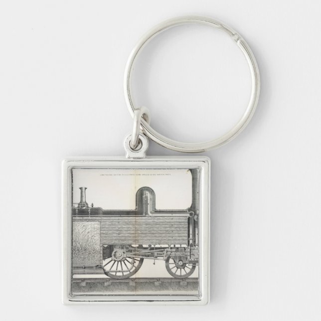 Locomotive Engine, engraved by J.W. Lowry Key Ring (Front)