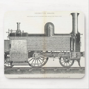 Locomotive Engine, engraved by J.W. Lowry Mouse Mat