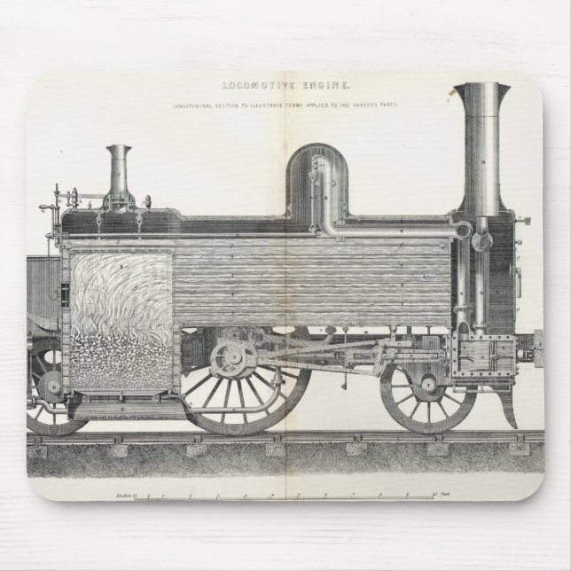 Locomotive Engine, engraved by J.W. Lowry Mouse Mat (Front)