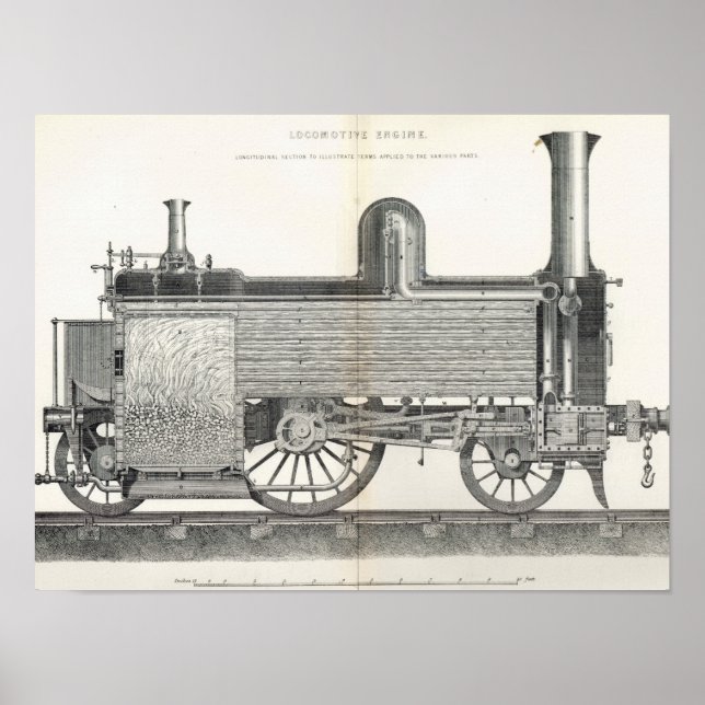 Locomotive Engine, engraved by J.W. Lowry Poster (Front)