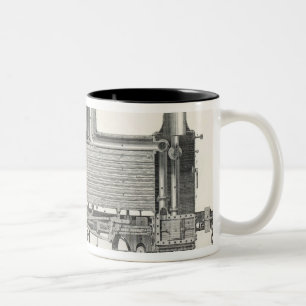 Locomotive Engine, engraved by J.W. Lowry Two-Tone Coffee Mug