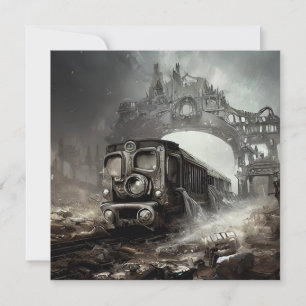 Locomotive Haunted Ghost Train  Holiday Card