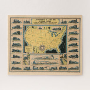 Locomotive Map of the United States Jigsaw Puzzle