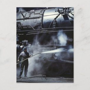 Locomotive Steam Bath: 1943 Postcard