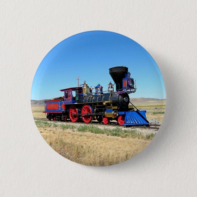 Locomotive Steam Engine Train Photo 6 Cm Round Badge (Front)