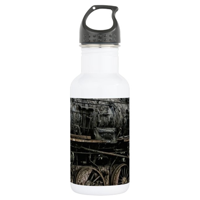 locomotive steam engine train rail railway 532 ml water bottle (Front)