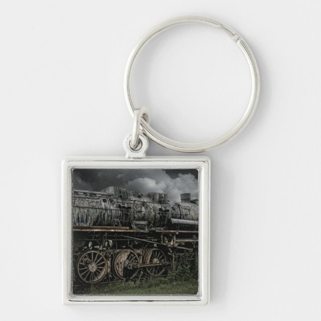 locomotive steam engine train rail railway key ring (Front)