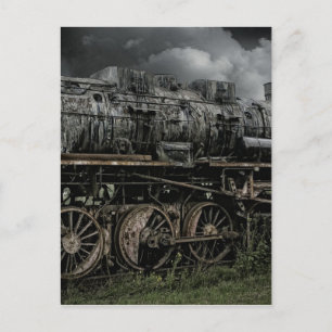locomotive steam engine train rail railway postcard
