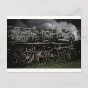 locomotive steam engine train rail railway postcard
