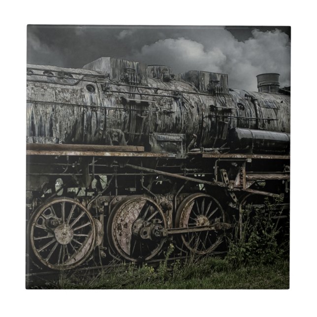 locomotive steam engine train rail railway tile (Front)