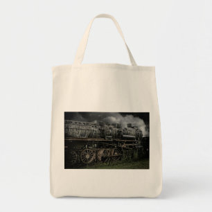 locomotive steam engine train rail railway tote bag