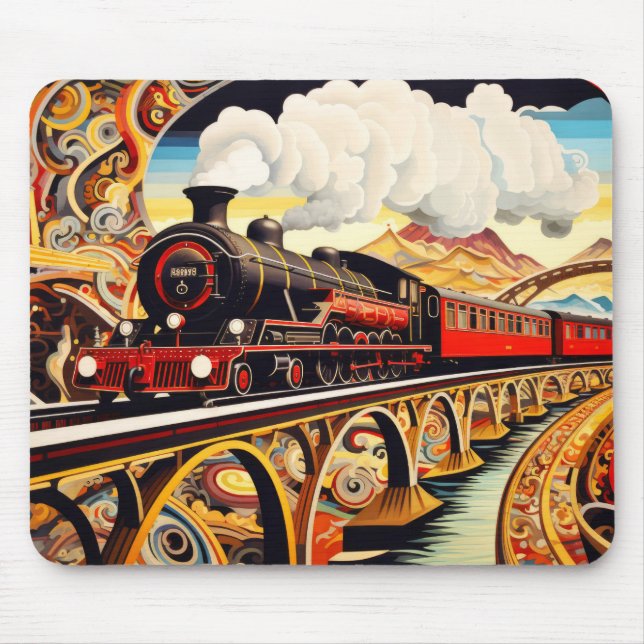 Locomotive Train Concept Abstract Colourful Scener Mouse Mat (Front)