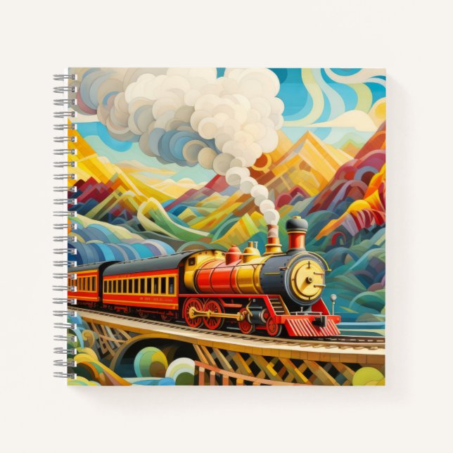 Locomotive Train Concept Abstract Colourful Scener Notebook (Front)