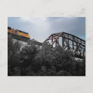 locomotive train crossing thebes bridge postcard