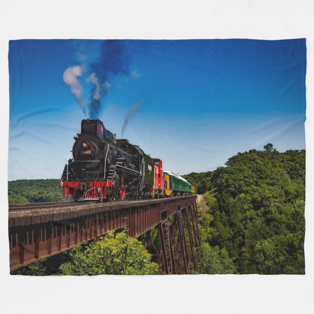 Locomotive Train Fleece Blanket (Front (Horizontal))