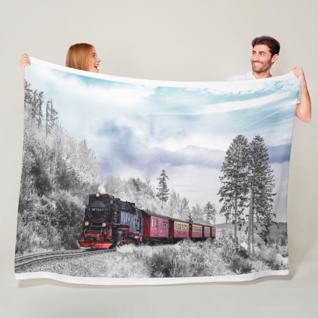 Locomotive Train Fleece Blanket (In Situ)