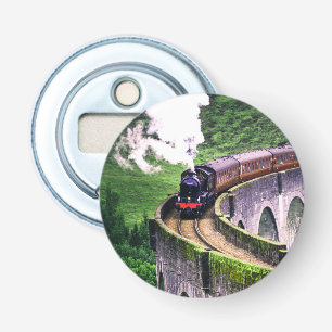 Locomotive Train on Bridge Bottle Opener