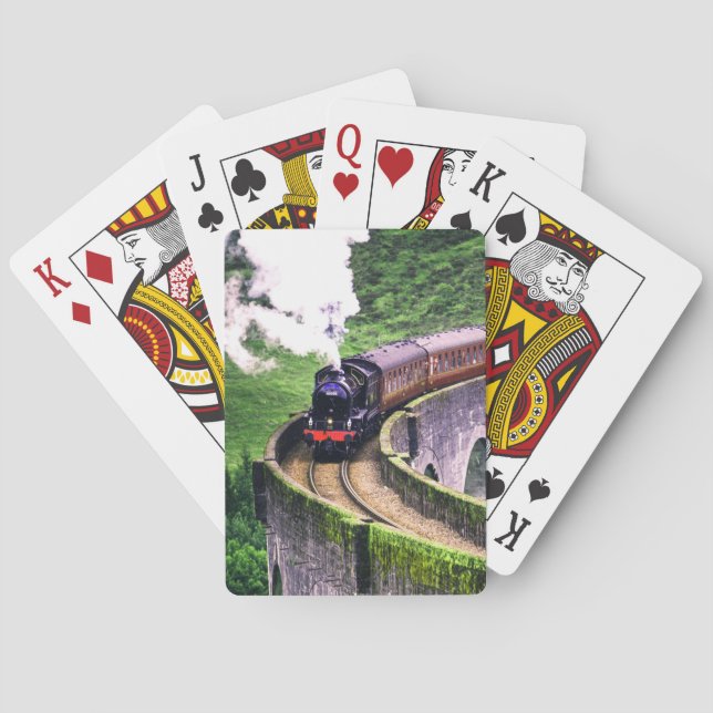 Locomotive Train on Bridge Playing Cards (Back)