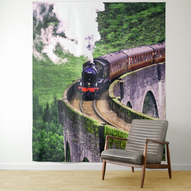 Locomotive Train on Bridge Tapestry (In Situ)