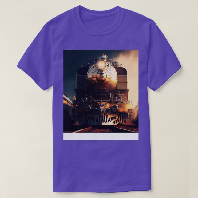 Locomotive Train Railroad Railway Railfan AI Artwo T-Shirt (Design Front)