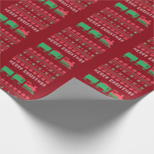 Locomotive Train Ugly Christmas Sweater Wrapping Paper