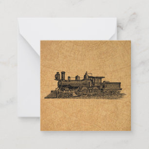Locomotive Train Vintage Steam Engine & Map Style Card