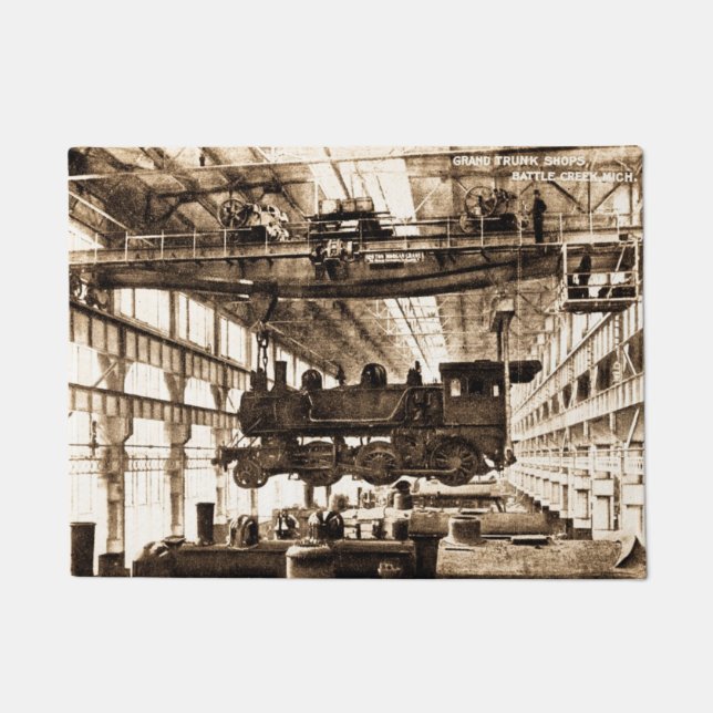 Locomotive Works Battle Creek Michigan Grand Trunk Doormat (Front)