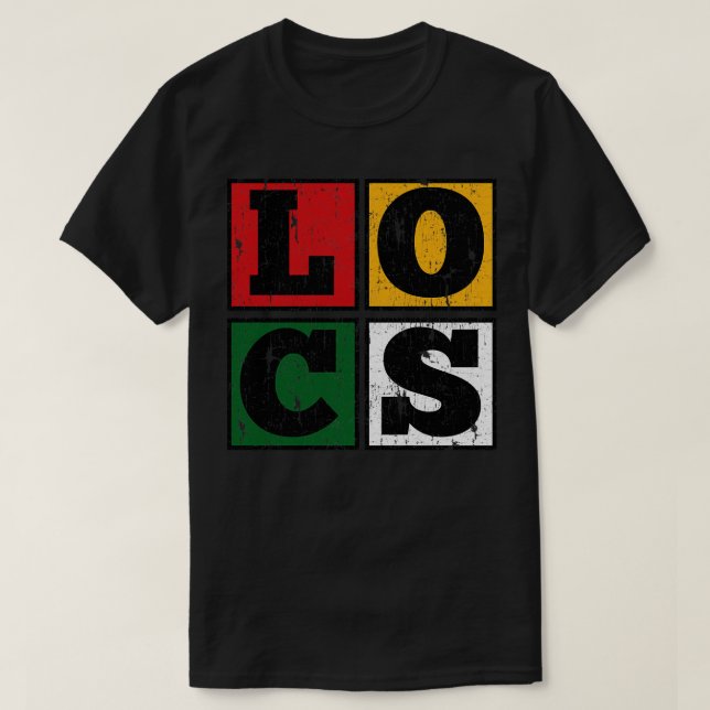 Locs Block Dreadlocks Afrocentric Colours T-Shirt (Design Front)