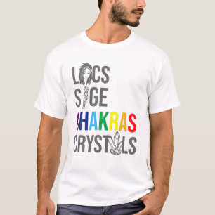 Locs Sage Chakras Crystals Black History Month Afr T-Shirt