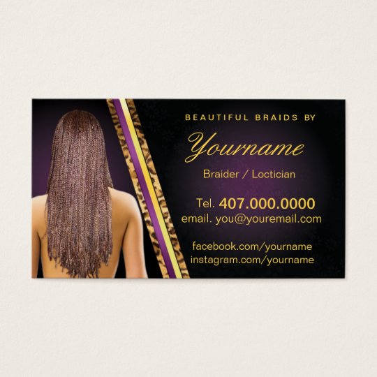 Loctician Hair Braider Salon Braids Business Card