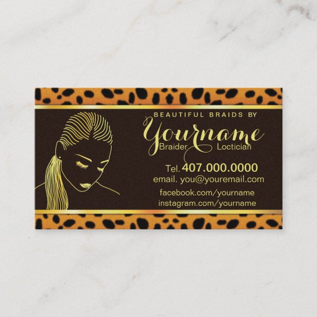 Loctician Hair Braider Salon Business Card (Front)