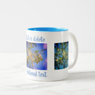 Locust Blossoms Floral Art  Personalised Two-Tone Coffee Mug
