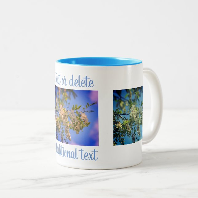 Locust Blossoms Floral Art  Personalised Two-Tone Coffee Mug (Front Right)