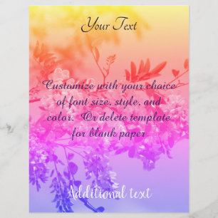 Locust Blossoms Rainbow Colours Custom Letterhead