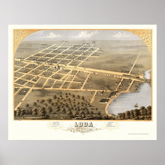 Loda, IL Panoramic Map - 1869 Poster (Front)