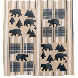 Lodge Bears/ Black Bears Shower Curtain