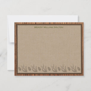 Lodge Style Personalised Flat Note Cards - Wood