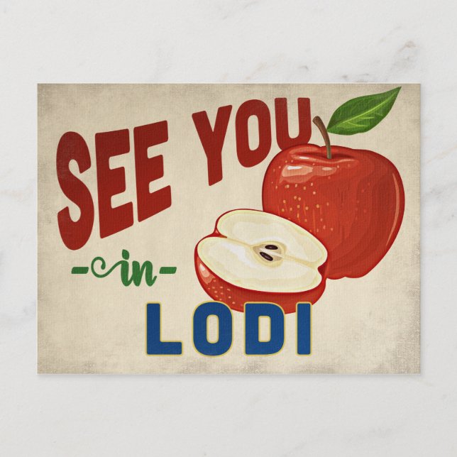 Lodi California Apple - Vintage Travel Postcard (Front)