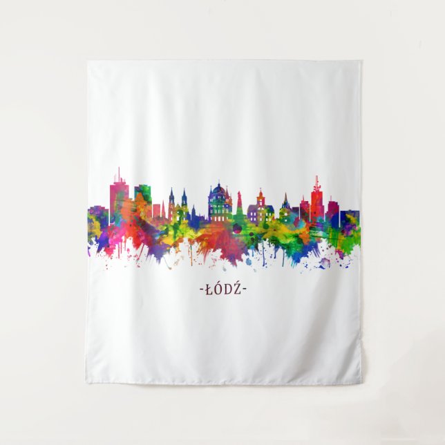 Lodz Poland Skyline Tapestry (Front)