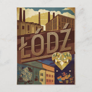 Lodz Poland vintage Postcard