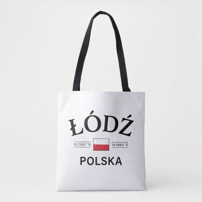Lodz Polska (Poland) Polish Coordinates Tote Bag (Front)
